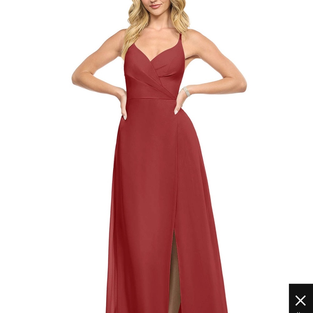 Azazie Red Maxi Gown with Slit Sleeveless Sweetheart Neckline for Prom